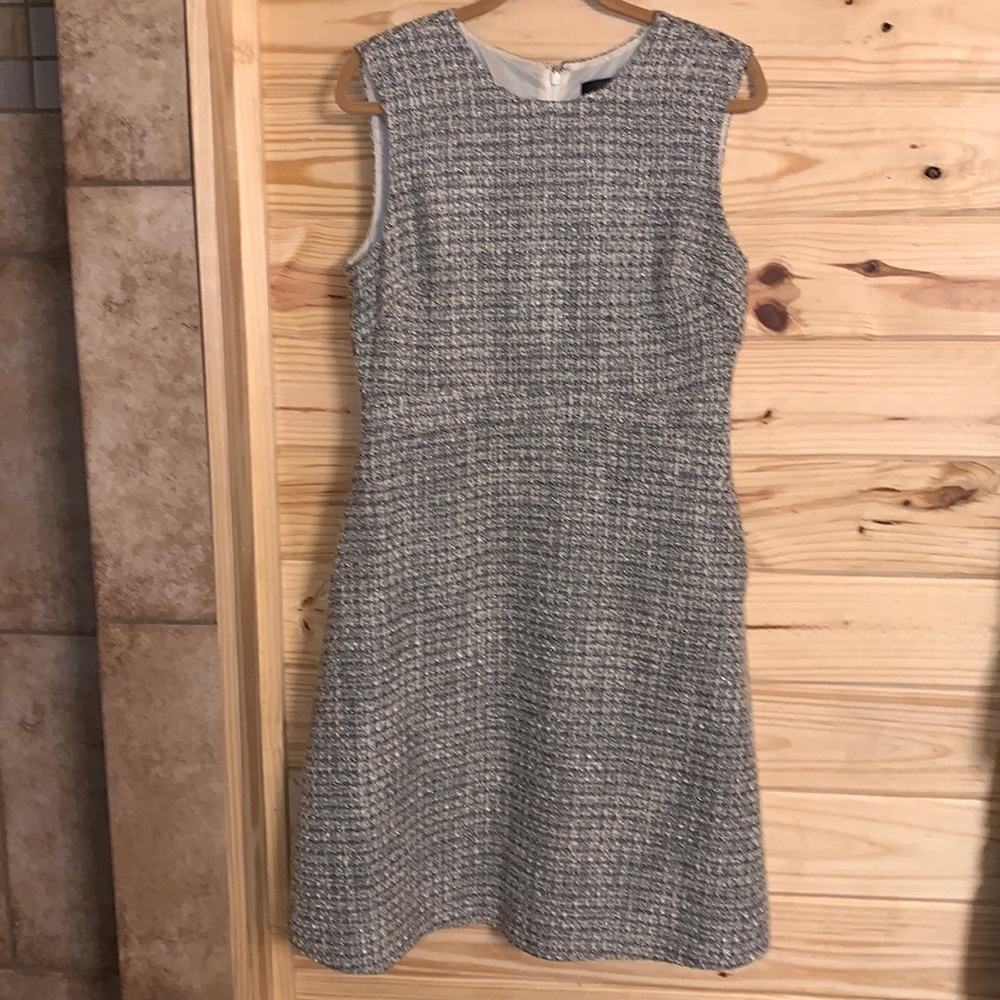 J Crew Silver & Ivory Dress Size 12 - Picture 1 of 6
